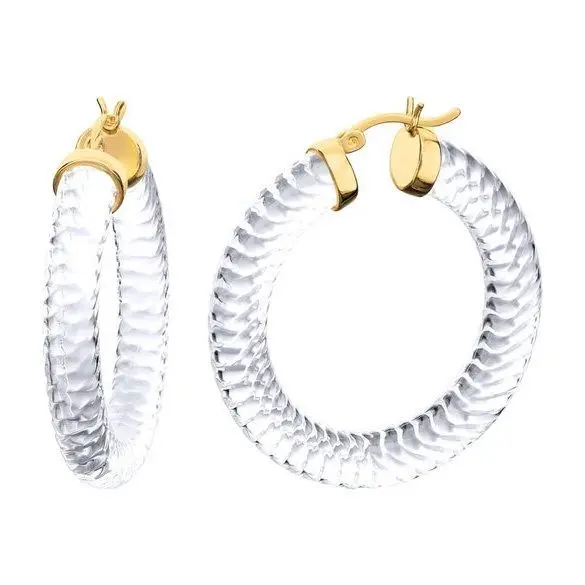 1.5 inch Clear Cable Hoop Earrings