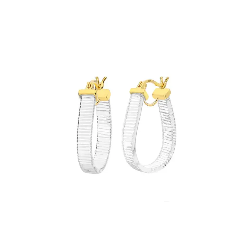 1 inch Clear Mini Horseshoe Hoop Earrings
