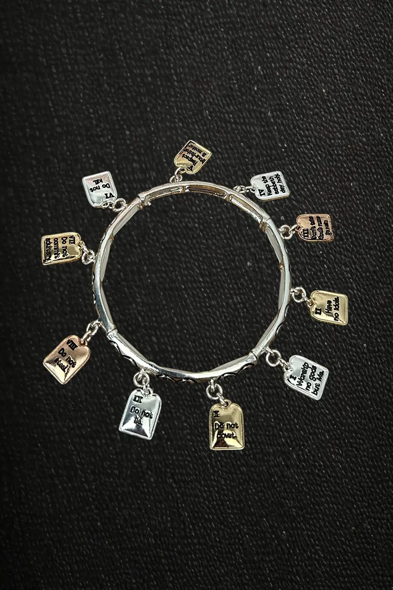 10 Commandments Tri-Tone Charm Bracelet