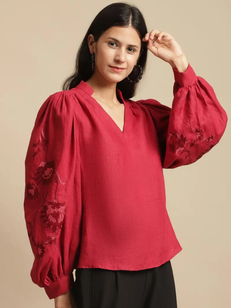 100% Hemp Vivienne Hemp Top Red