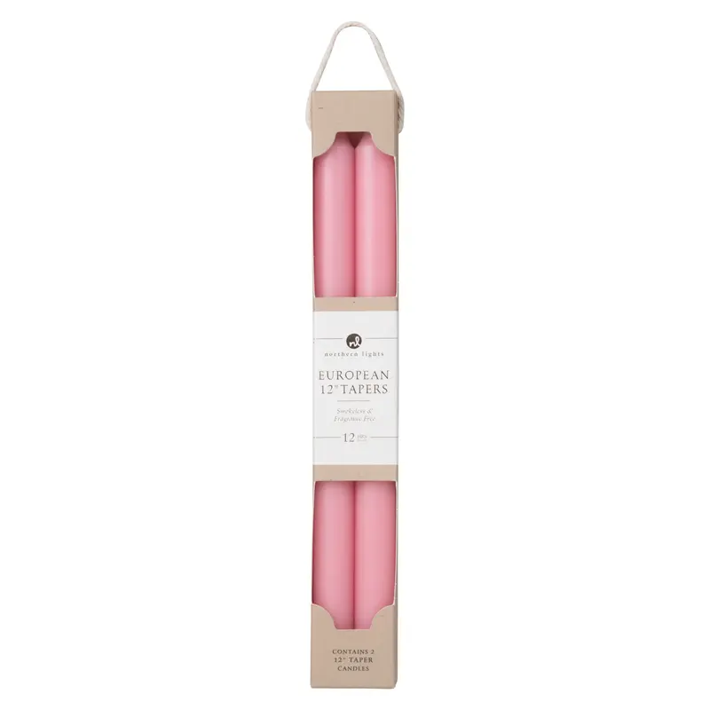 12" Taper Candlesticks (2pc) - Soft Pink