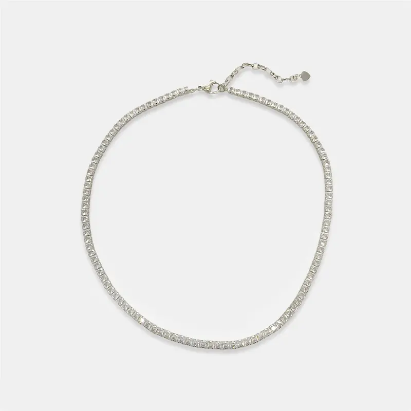 16" Princess Cut Clear CZ Necklace
