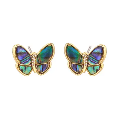 18K Gold Plated Abalone Butterfly Stud Earrings