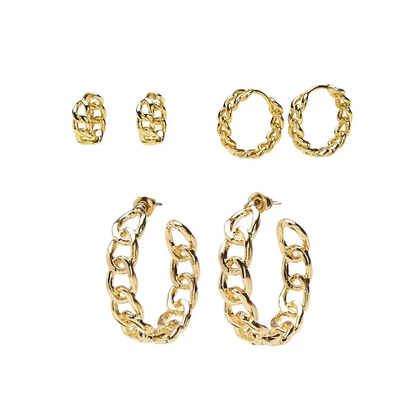 18K Gold Plated Chain Link Hoop Earrings