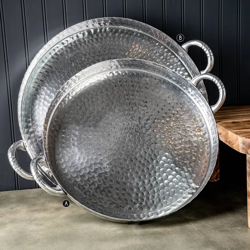 19" Scalloped Hammered Tray