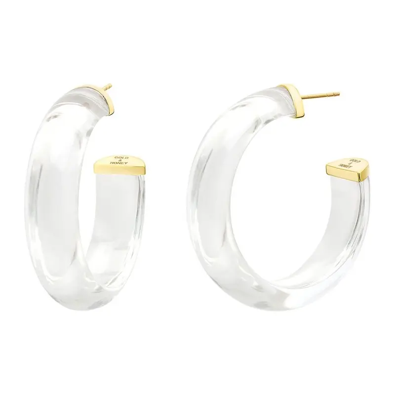 2" Medium Clear Illusion Hoop Earrings
