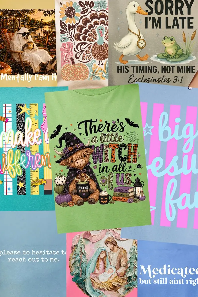 20 Assorted DTF Shirt Transfer Mystery Bundle