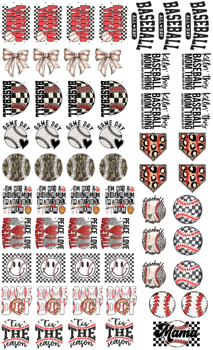 22 x 36 Baseball Pre-Made Hat Gang Sheet