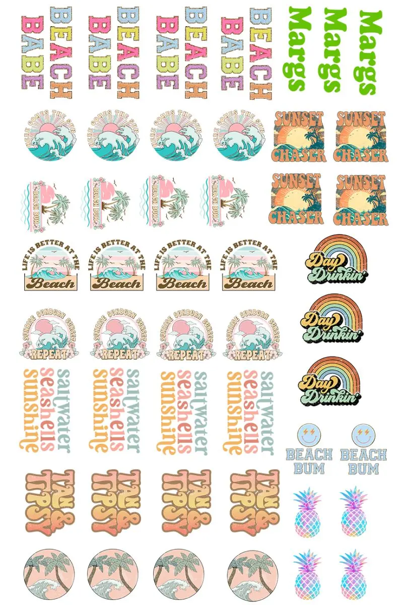 22 x 36 Beach Version 2 Pre-Made Hat Gang Sheet