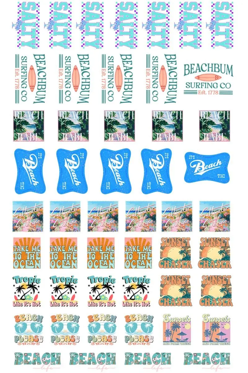 22 x 36 Beach Version 3 Pre-Made Hat Gang Sheet