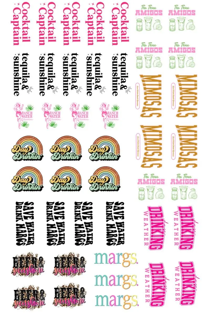 22 x 36 Drinks Pre-Made Hat Gang Sheet