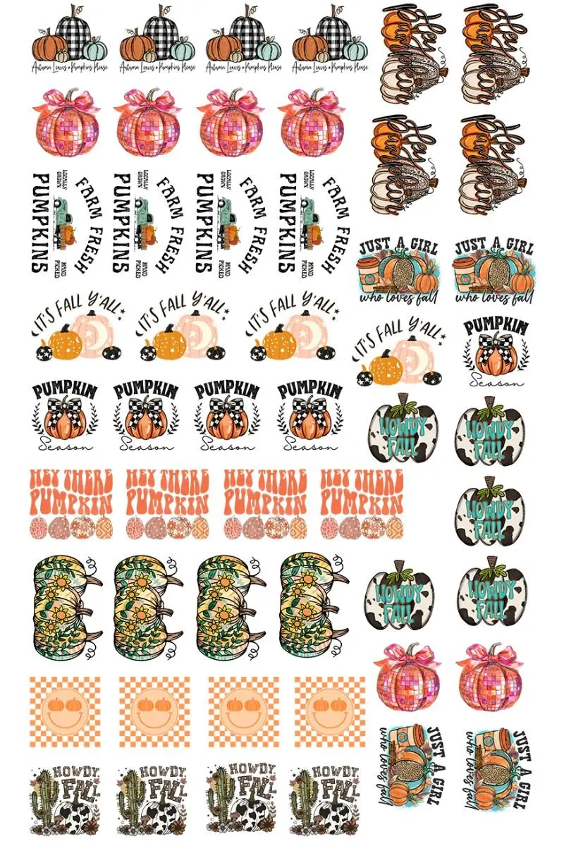 22 x 36 Fall/Autumn Pre-Made Hat Gang Sheet