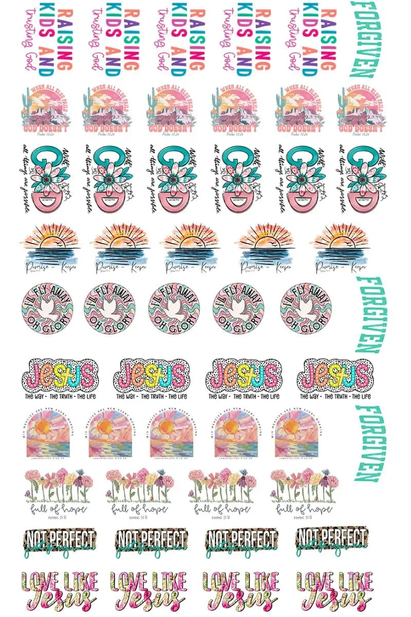 22 x 36 Religious Version 2 Pre-Made Hat Gang Sheet