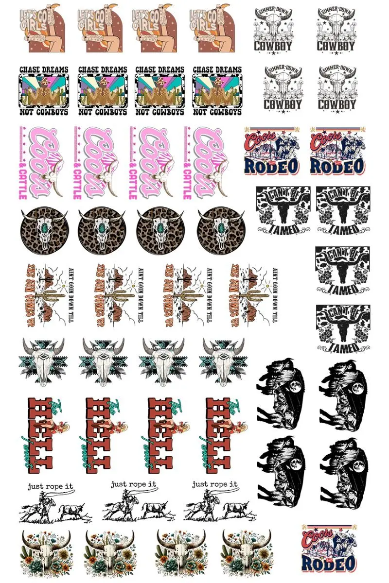 22 x 36 Western Version 3 Pre-Made Hat Gang Sheet