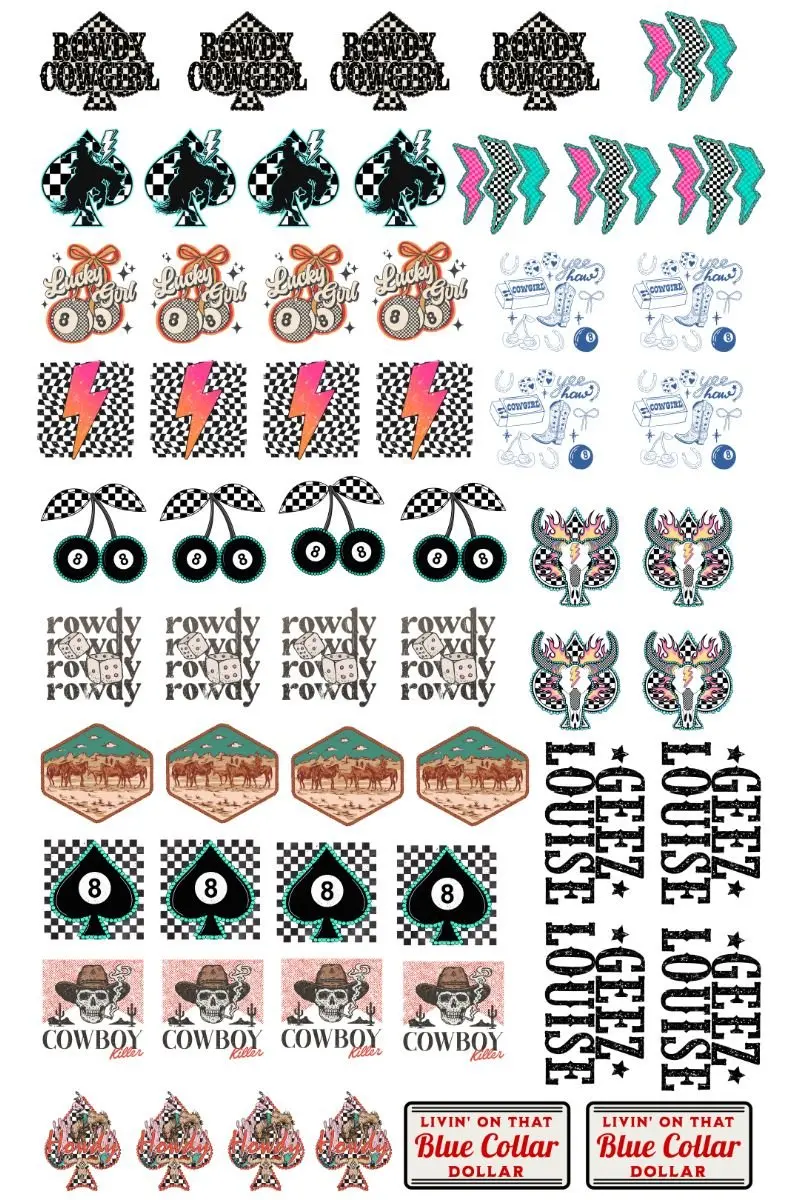 22 x 36 Western Version 5 Pre-Made Hat Gang Sheet