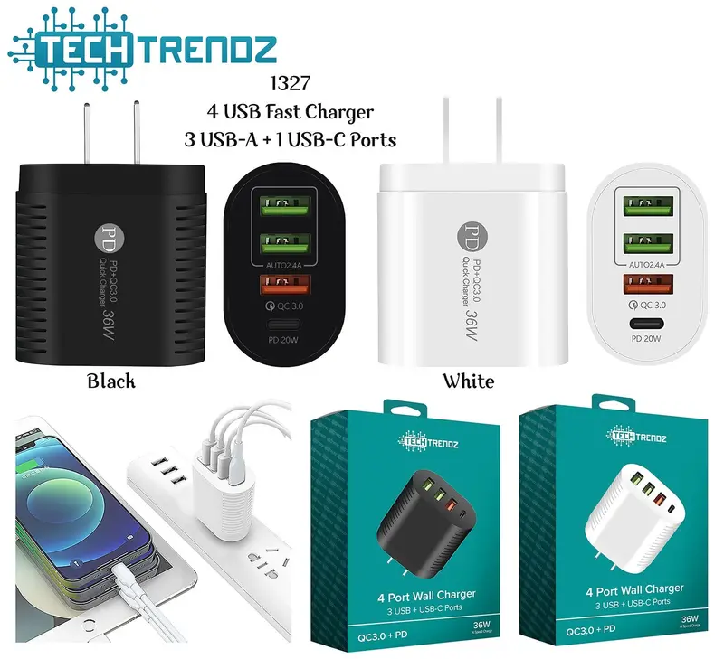 36W Hi Speed 4 USB Wall Adapter - PREORDER