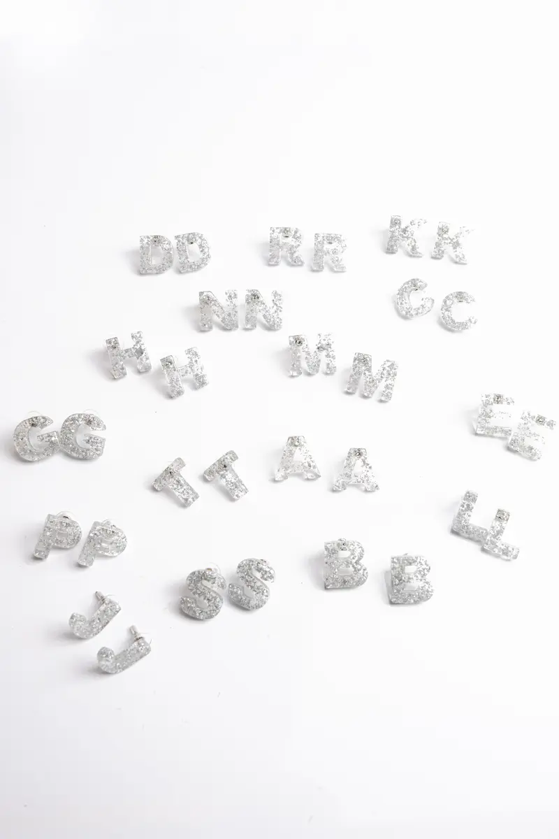 A New Chapter Silver Fleck Initial Earrings