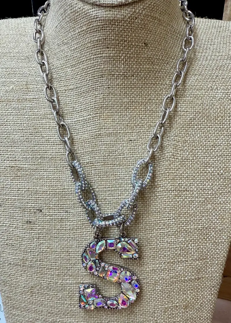 AB Crystal Initial Necklace