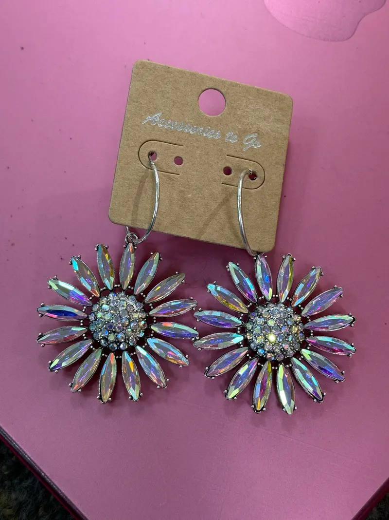 AB Flower Burst Hoop Earrings - PREORDER