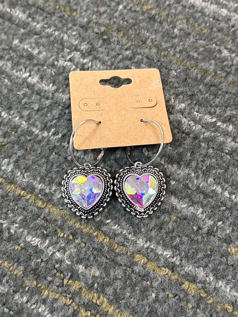 AB Heart Crystal Earrings - PREORDER