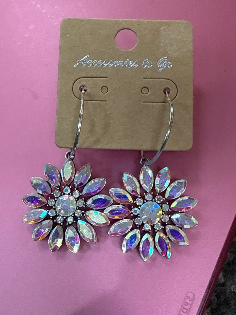 AB Small Flower Burst Hoop Earrings - PREORDER