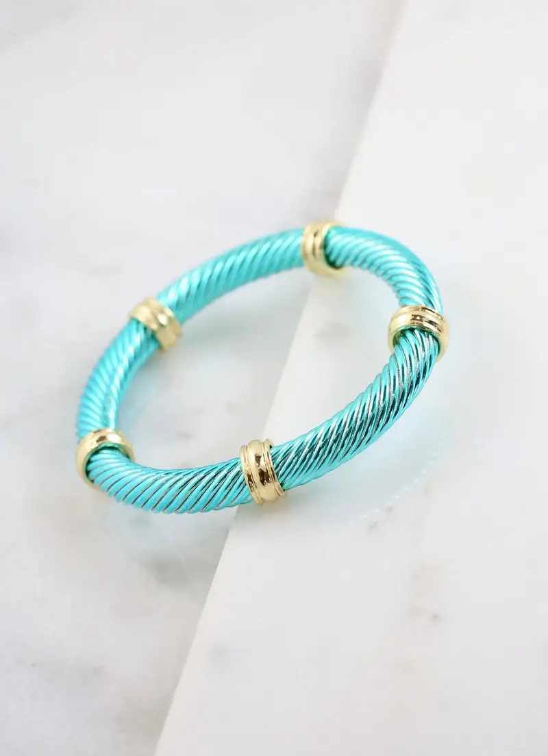 Abbay Cable Stretch Bracelet Turquoise