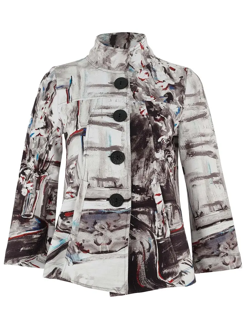 Abstract Print Stand-Collar Jacket