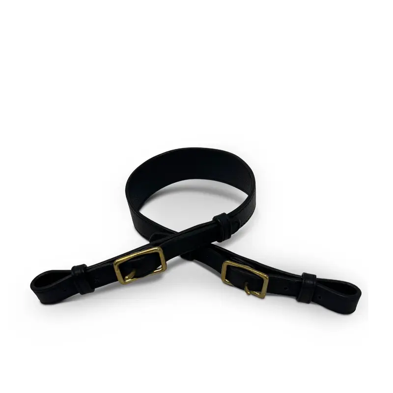 Adjustable black leather shoulder strap