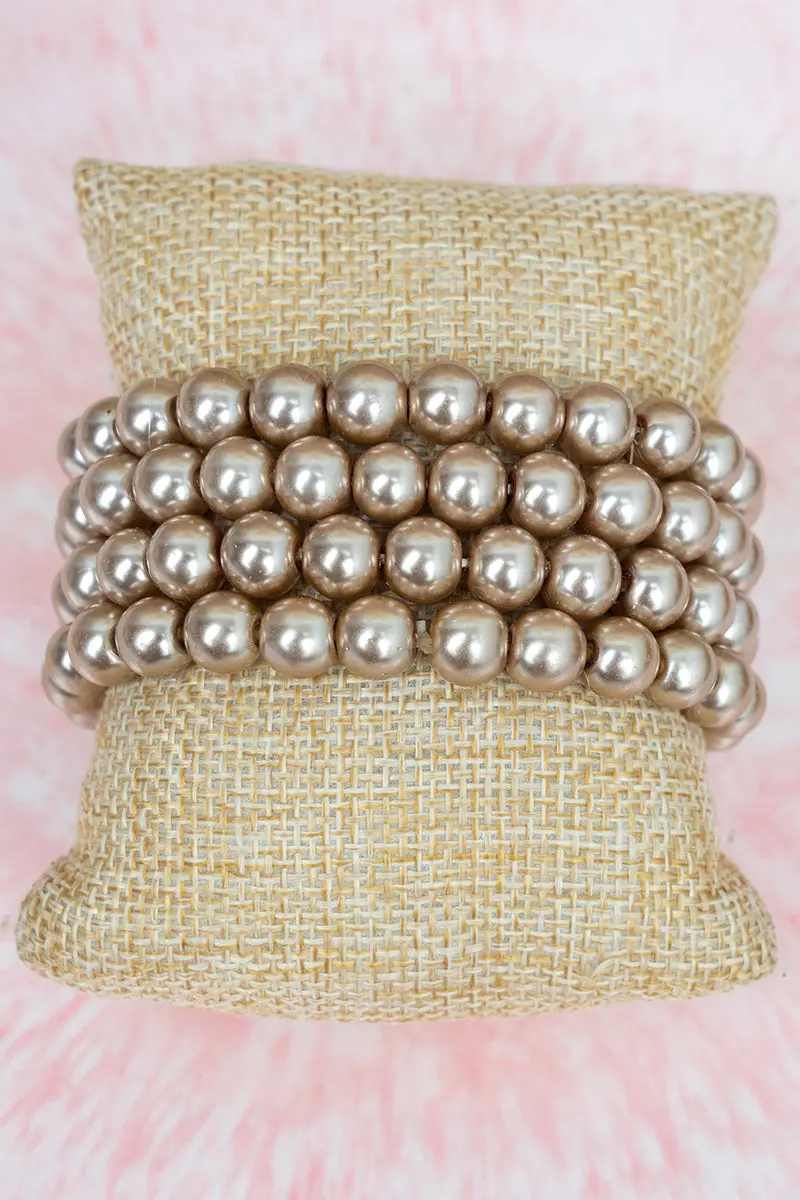 After Eight Edit Taupe Pearl Bracelet Set