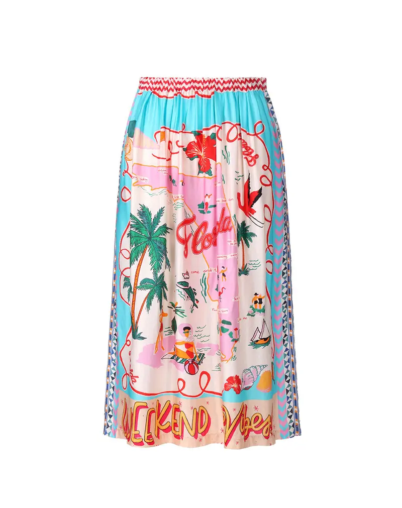 Alexa Florida Printed Midi Skirt