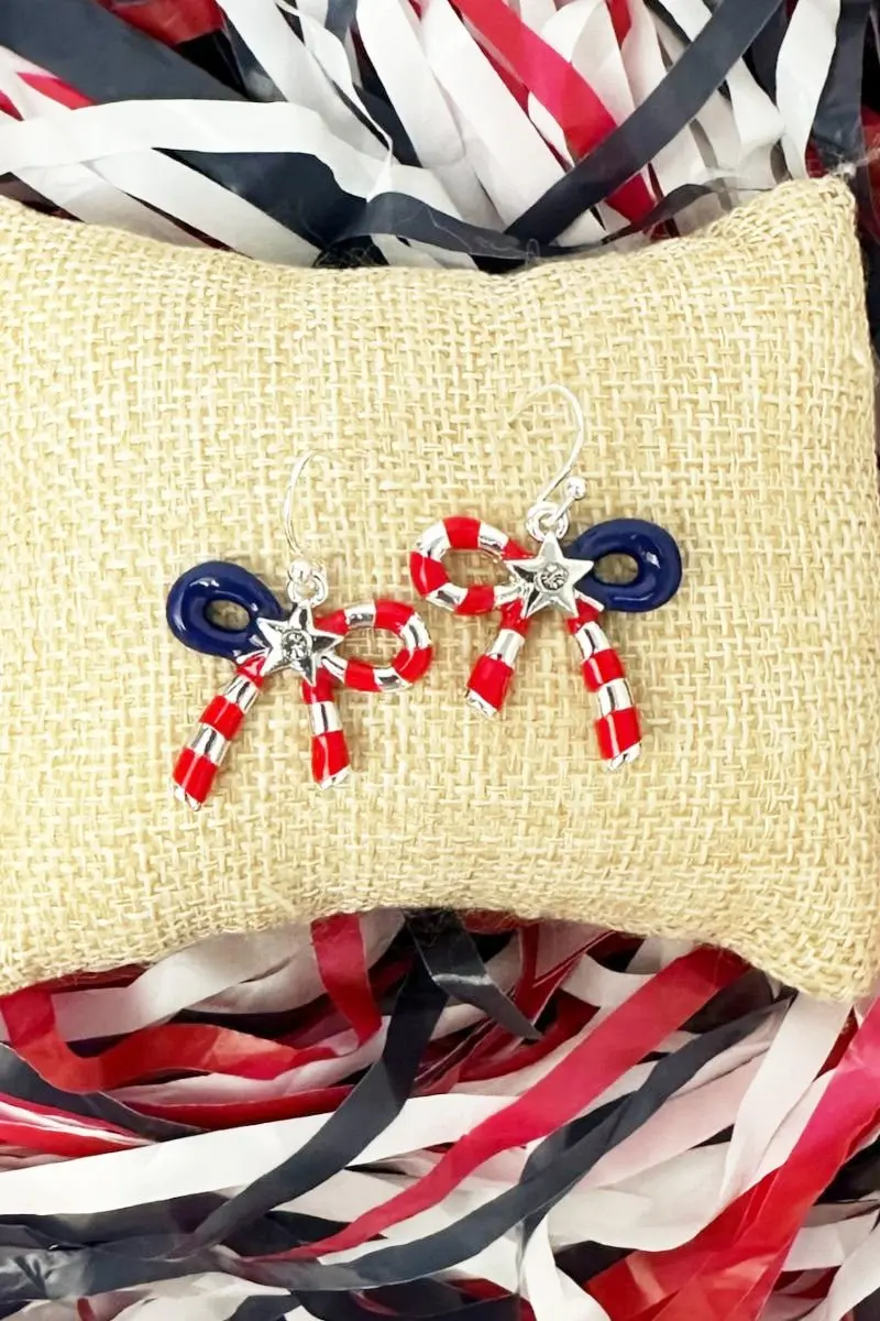 All-American Bow Silvertone Earrings