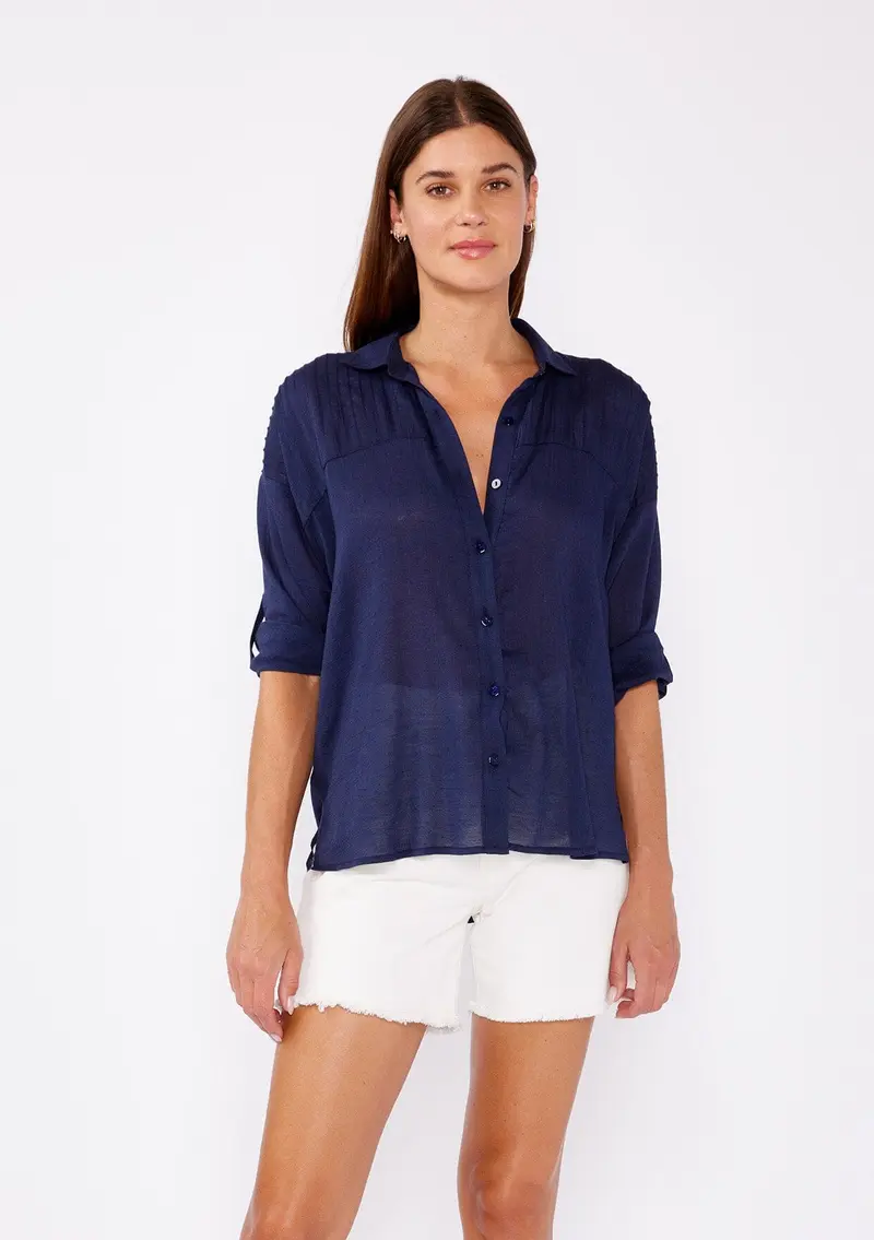 All Day Essential Sheer Button Up Top