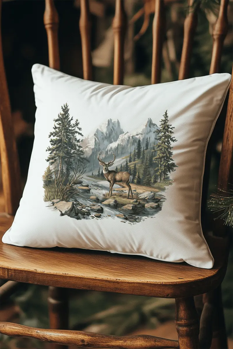 Alpine Deer Decorative Pillow Cover