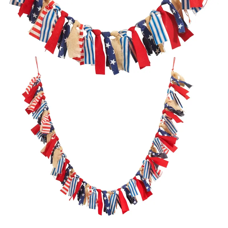 American Flag Tie Garland 5.5 ft