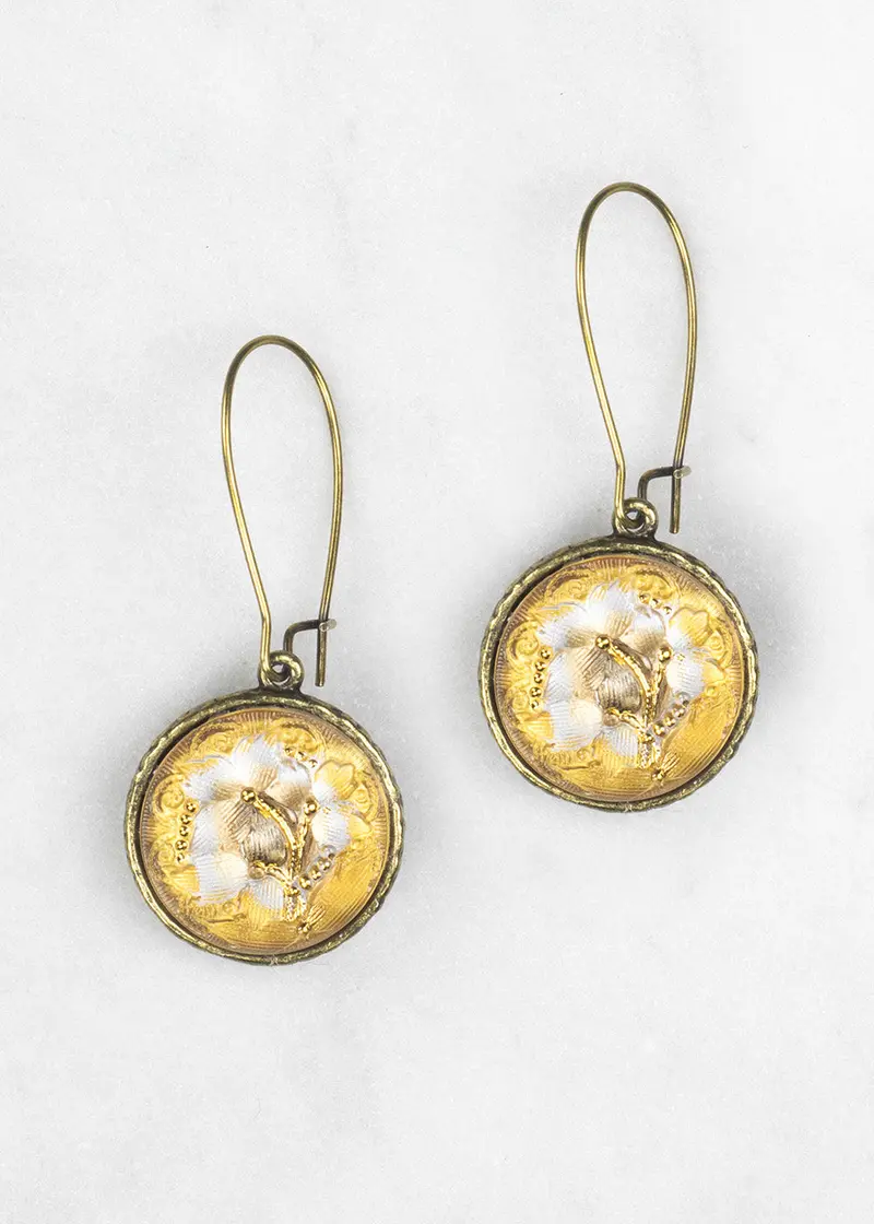 Angelique Czech Glass Button Earrings