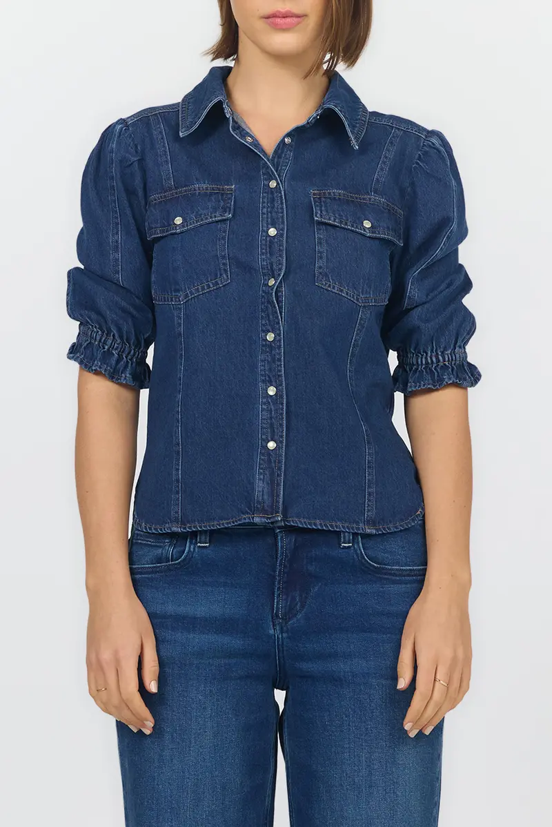 Antonia Button Down Shirt in Dark Cobalt