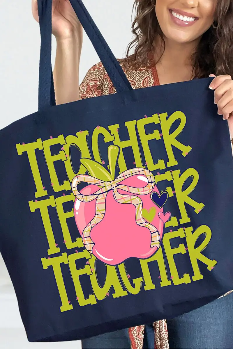 Apple For The Teacher Canvas Jumbo Tote