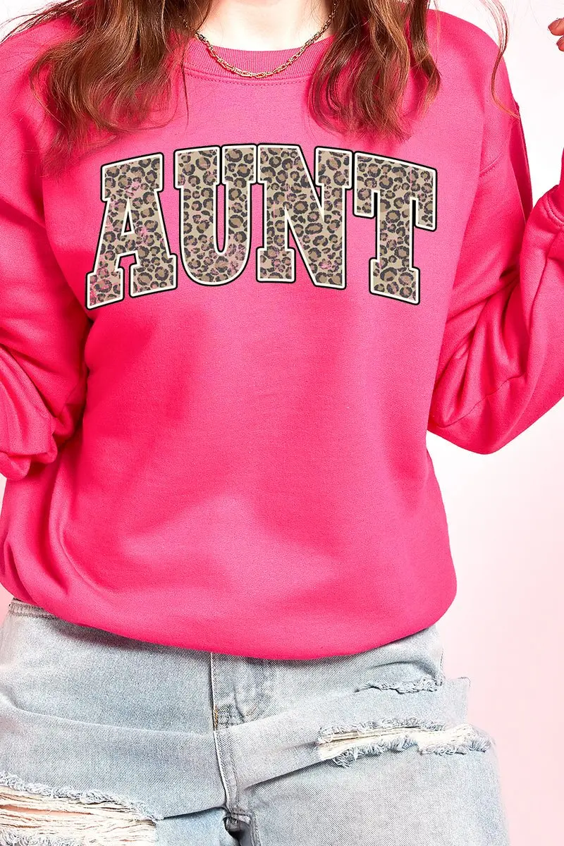 Arched Aunt Leopard Heavy-weight Crew Sweatshirt