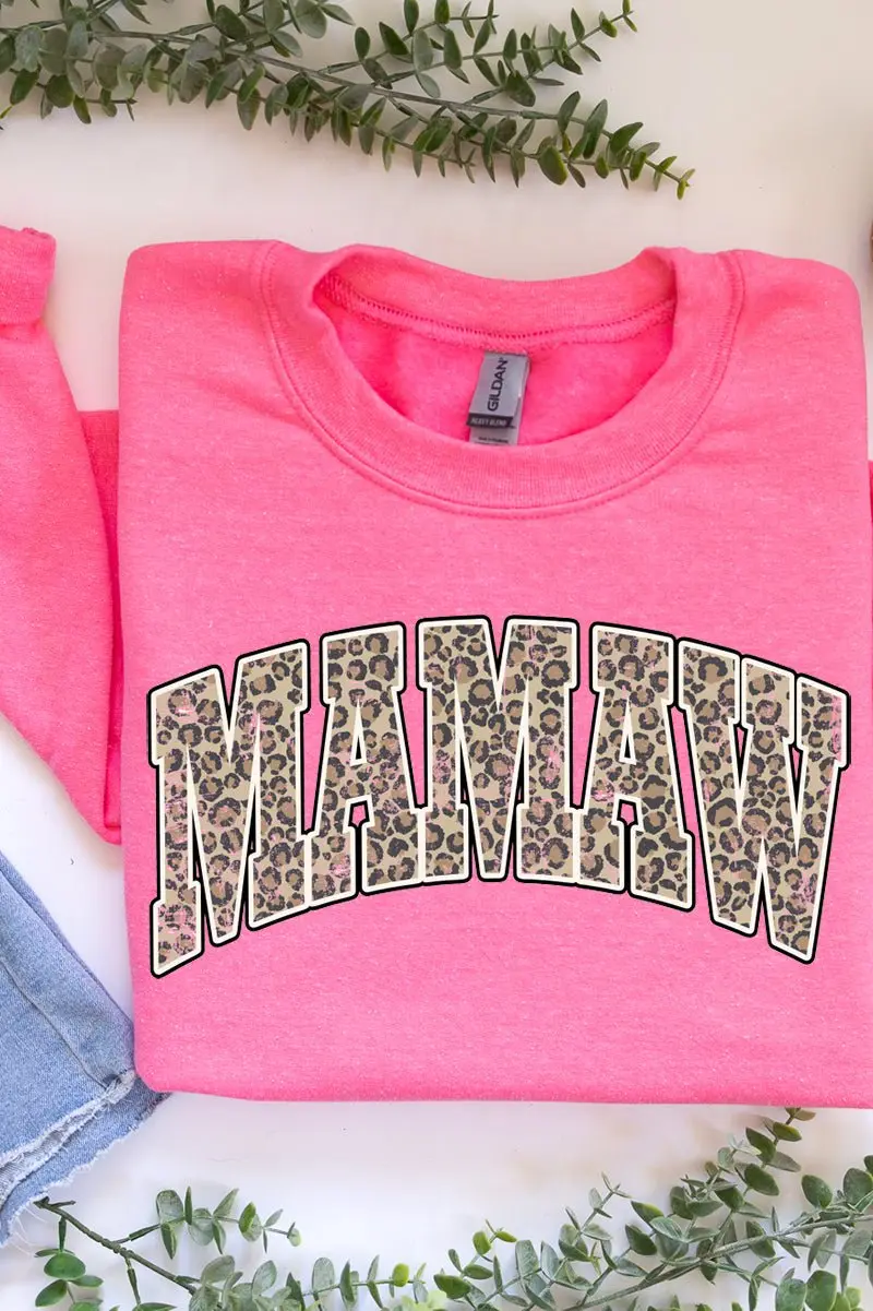 Arched Mamaw Leopard Heavy-weight Crew Sweatshirt