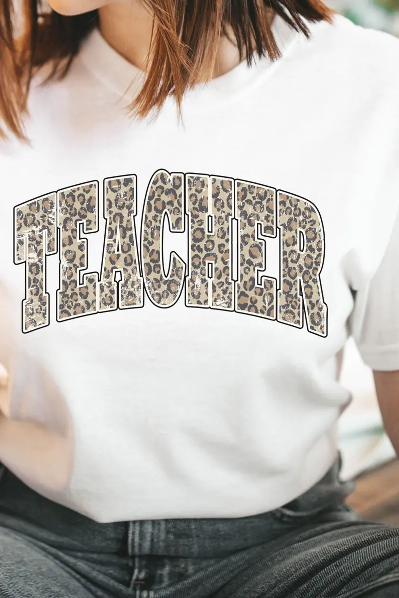Arched Teacher Leopard Dri-Power 50/50 Tee