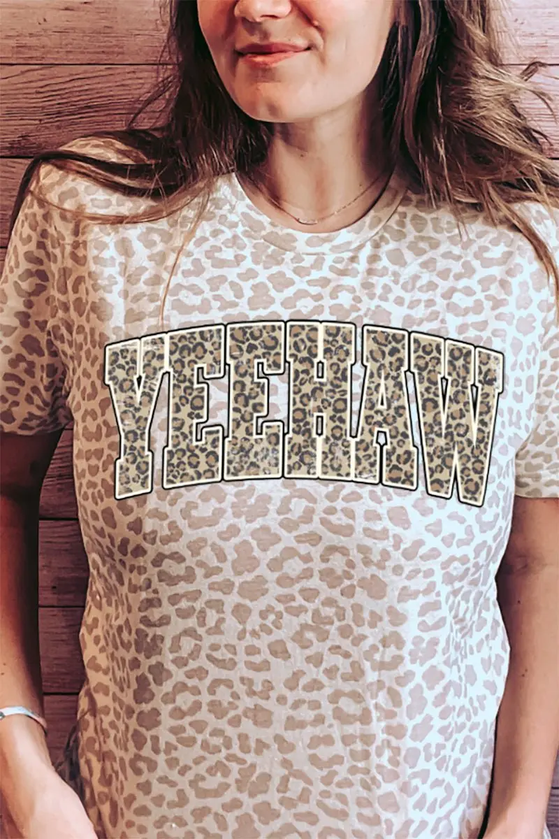 Arched Yeehaw Leopard Fine Jersey Tee