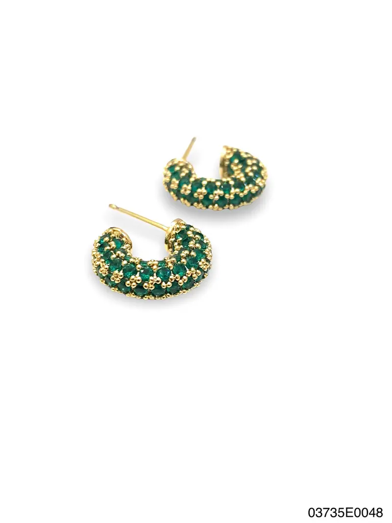 Arden petite hoop Earrings, Gold, Emerald