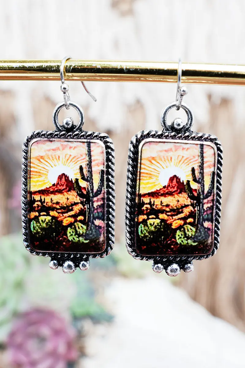 Arizona Sunrise Silvertone Earrings