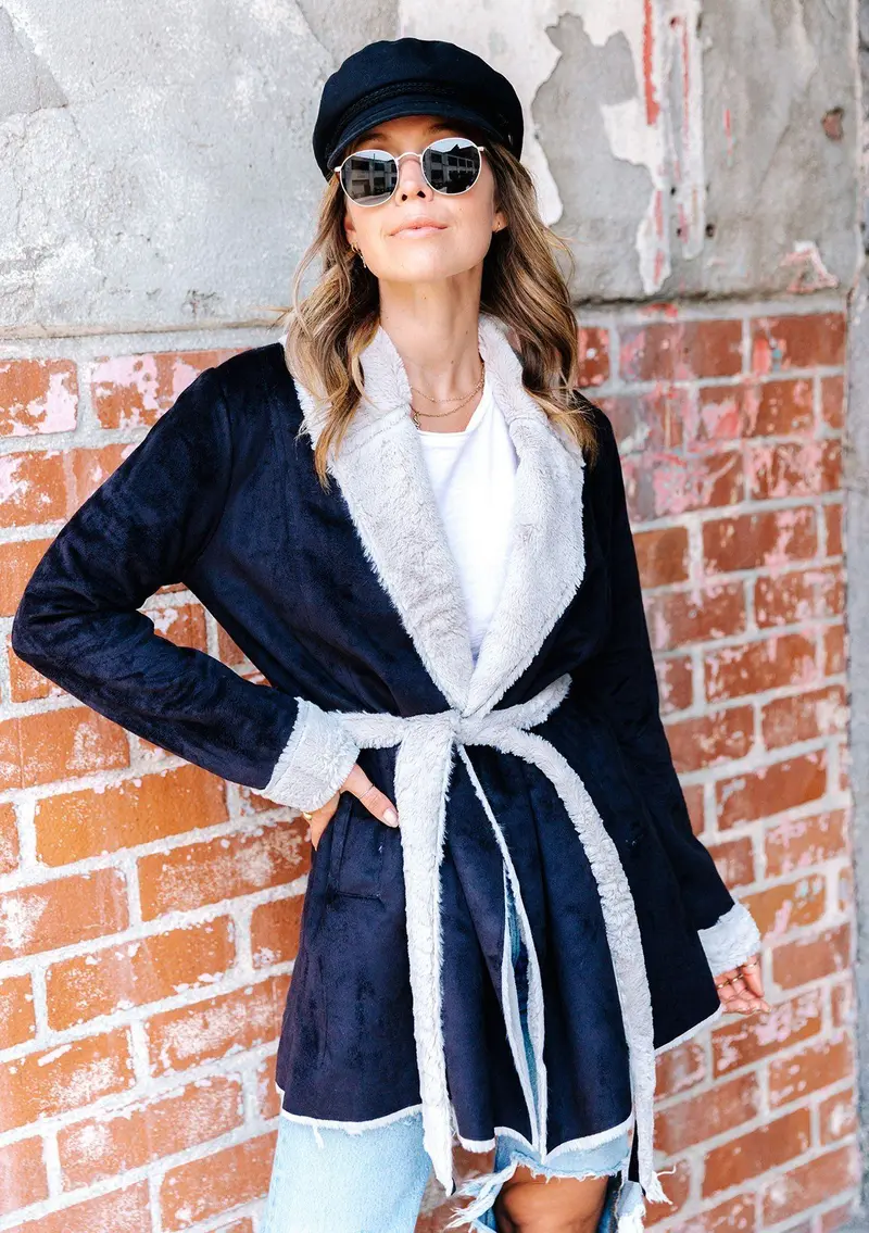 Aspen Faux Shearling Belted Coat