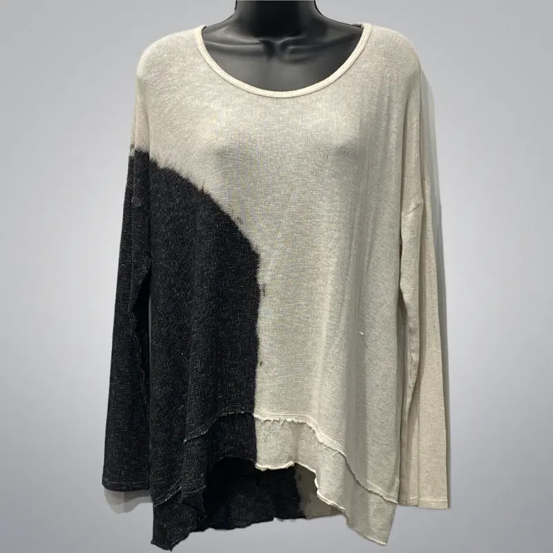 Asymmetrical Black & Beige Top