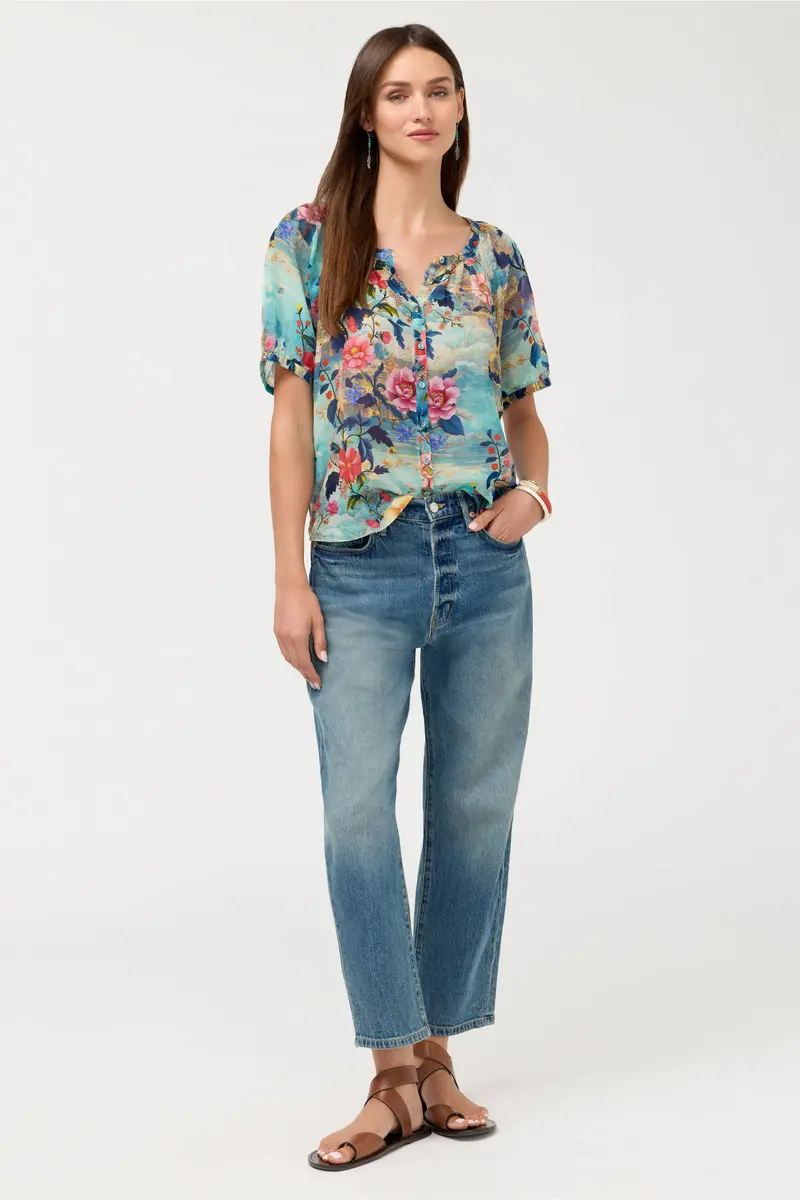 Avah Button Down Shirt in Chemis Scarf