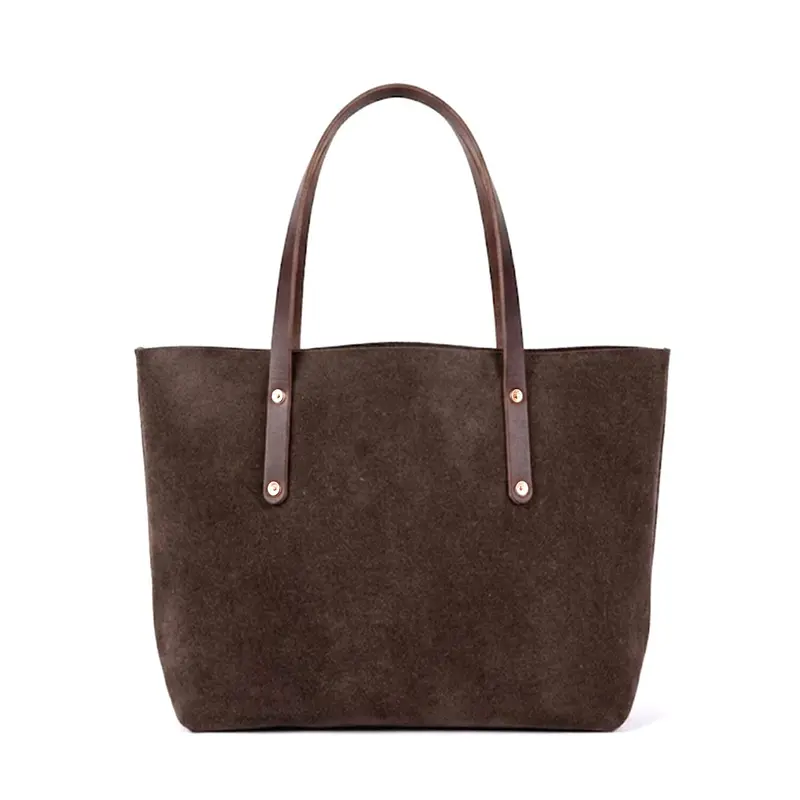 AVERY LEATHER TOTE BAG - LARGE - CHOCOLATE SUEDE