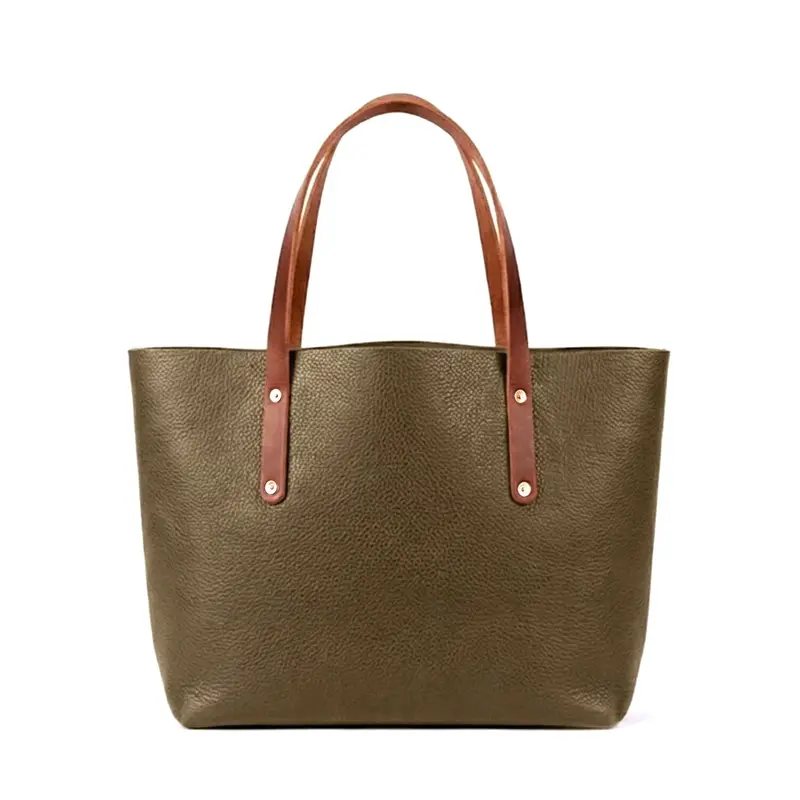 AVERY LEATHER TOTE BAG - LARGE - OLIVE | SADDLE STRAPS