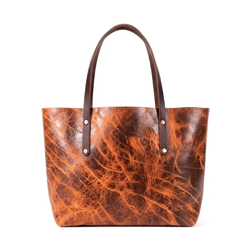 AVERY LEATHER TOTE BAG - LARGE - PEANUT BISON | MOCHA STRAPS