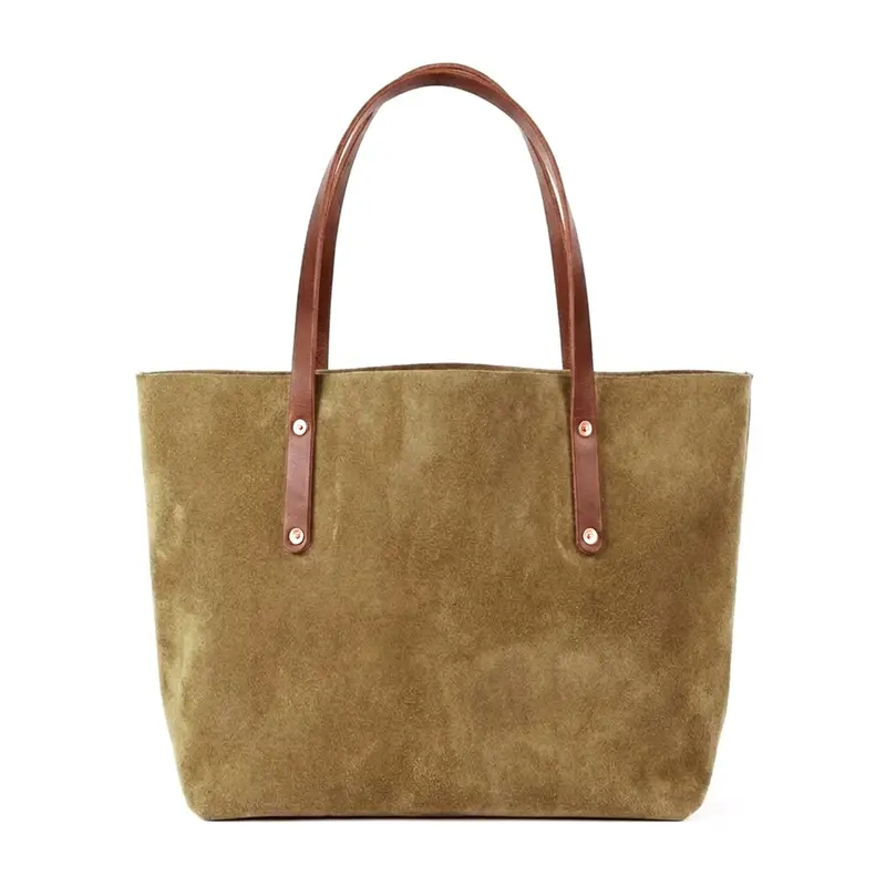 AVERY LEATHER TOTE BAG - LARGE - PISTACHIO SUEDE